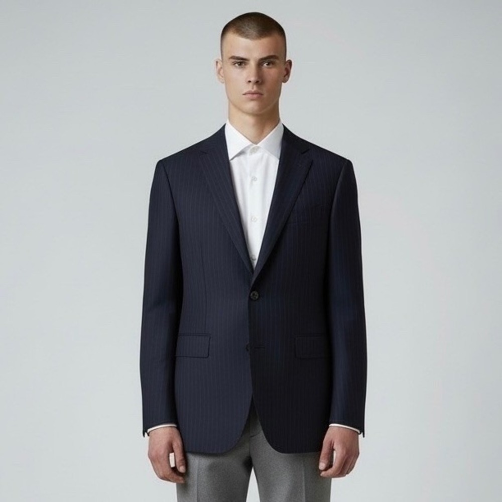 SuitSupply Sports Coat Blazer Men's 42L Navy Pinstripe‎ Super 110s Wool Jacket